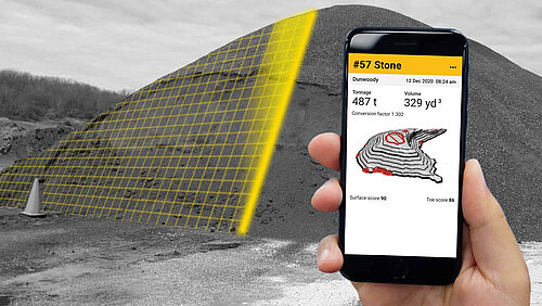 Mobile phone app to assess volume of a gravel pile