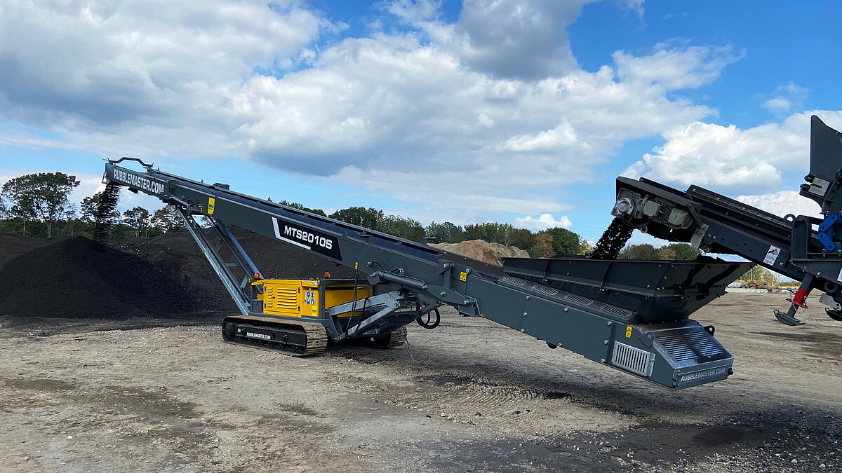 65' tracked conveyor after stockpiling crushed material